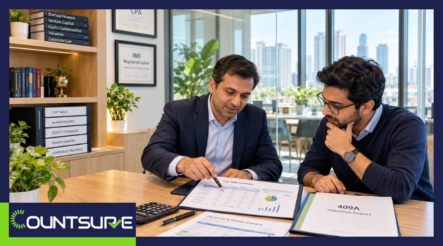 Cap table management showing startup equity, dilution, ownership, and 409A valuation