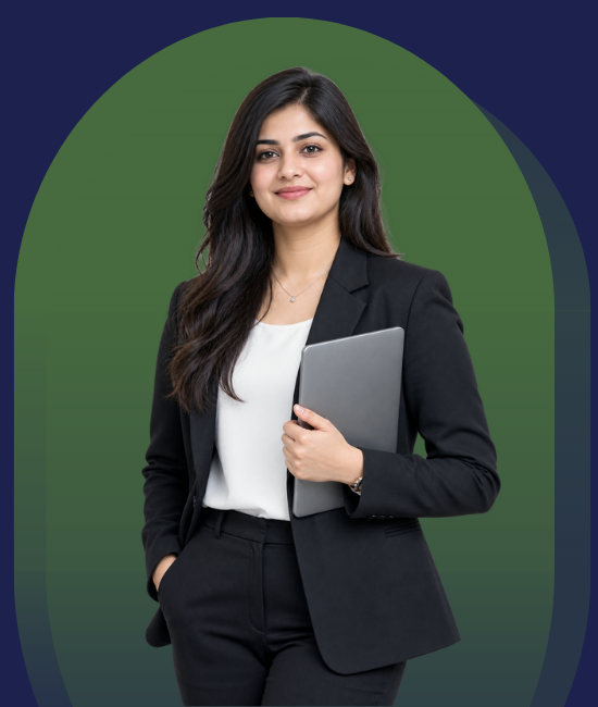 Professional woman holding a laptop representing Countsure portfolio valuation services